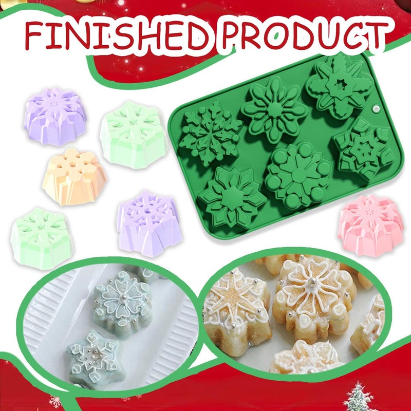 Mtruil 1 Pcs Snowflakes Shape Chocolate Molds Christmas Silicone Molds Thanksgiving Autumn Harvest Festival Chocolate Silicone Molds Various Snowflakes Shape Mold for Cake Toppers - Image 4